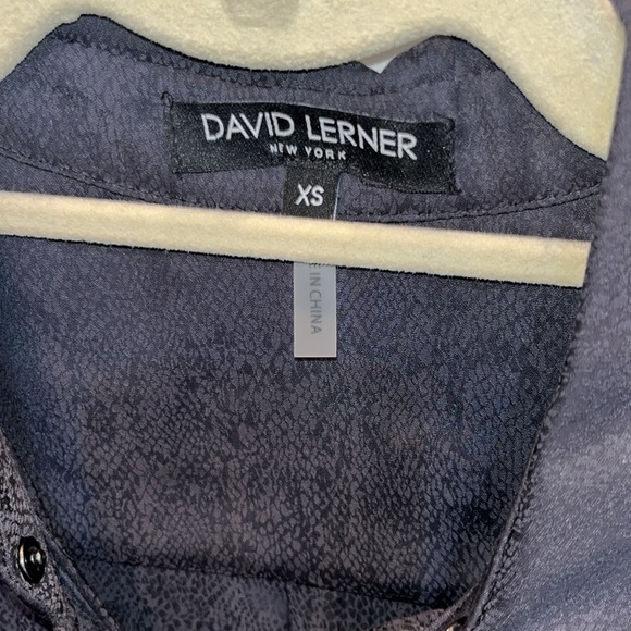 Black & Dark Grey Snakeskin Print Button Snap Shirt by David Lerner. Size XS. - Picture 3 of 9